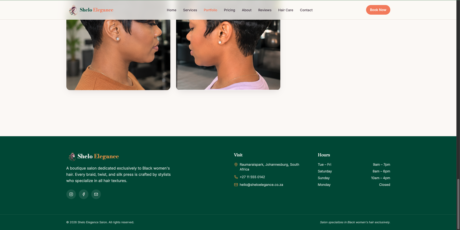 Shelo Elegance – Salon & Beauty Website screenshot 5
