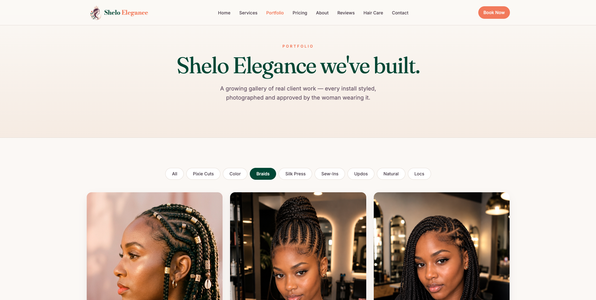 Shelo Elegance – Salon & Beauty Website screenshot 4